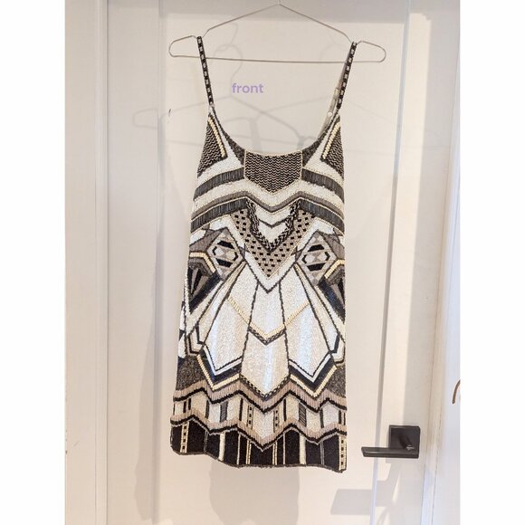 All Saints Art Deco Moth Sequin Beaded Dress Mini US 0 UK4 - Picture 1 of 12